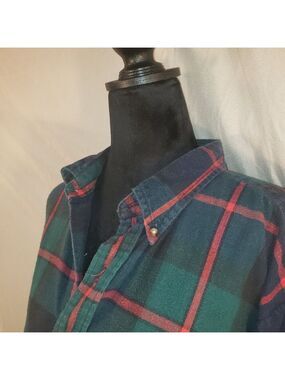 Brooks Brothers Men's Plaid Button-Up Flannel Shirt - XL - Navy/Green/Red